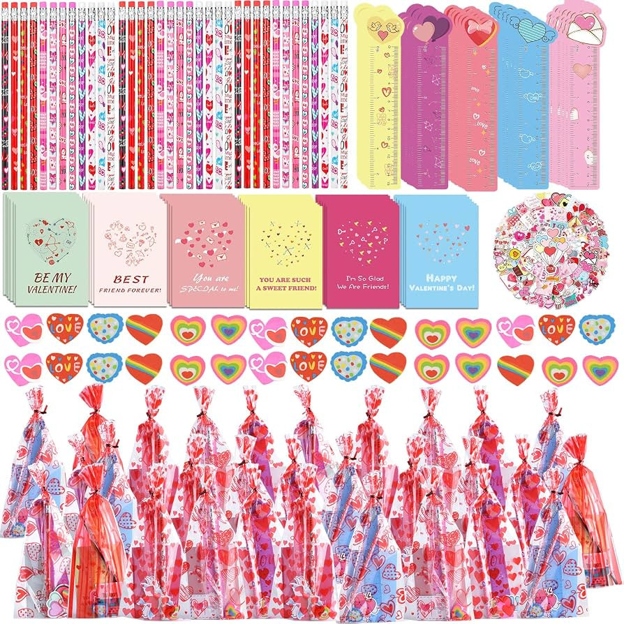 WOONOO 30 Pack Valentines Day Gifts for Kids Classroom Valentines Stationery Set - Valentine Penc... | Amazon (US)