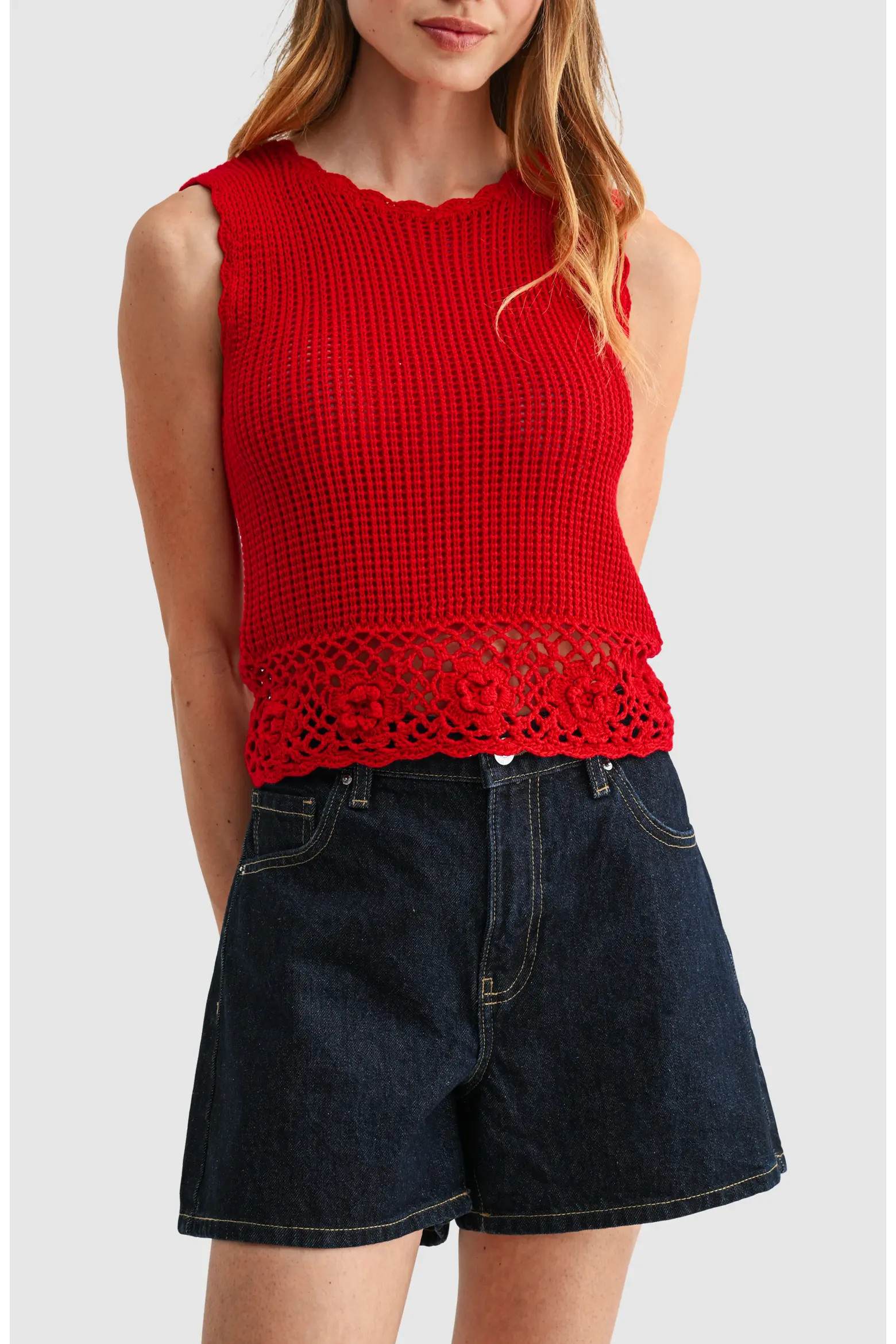 3D Flower Hem Open Stitch Tank (Women) | Nordstrom | Nordstrom