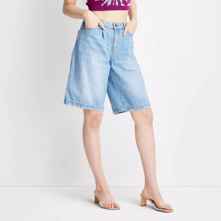 Women's Bermuda Denim Shorts - Future Collective™ with Gabriella Karefa-Johnson Light Wash | Target