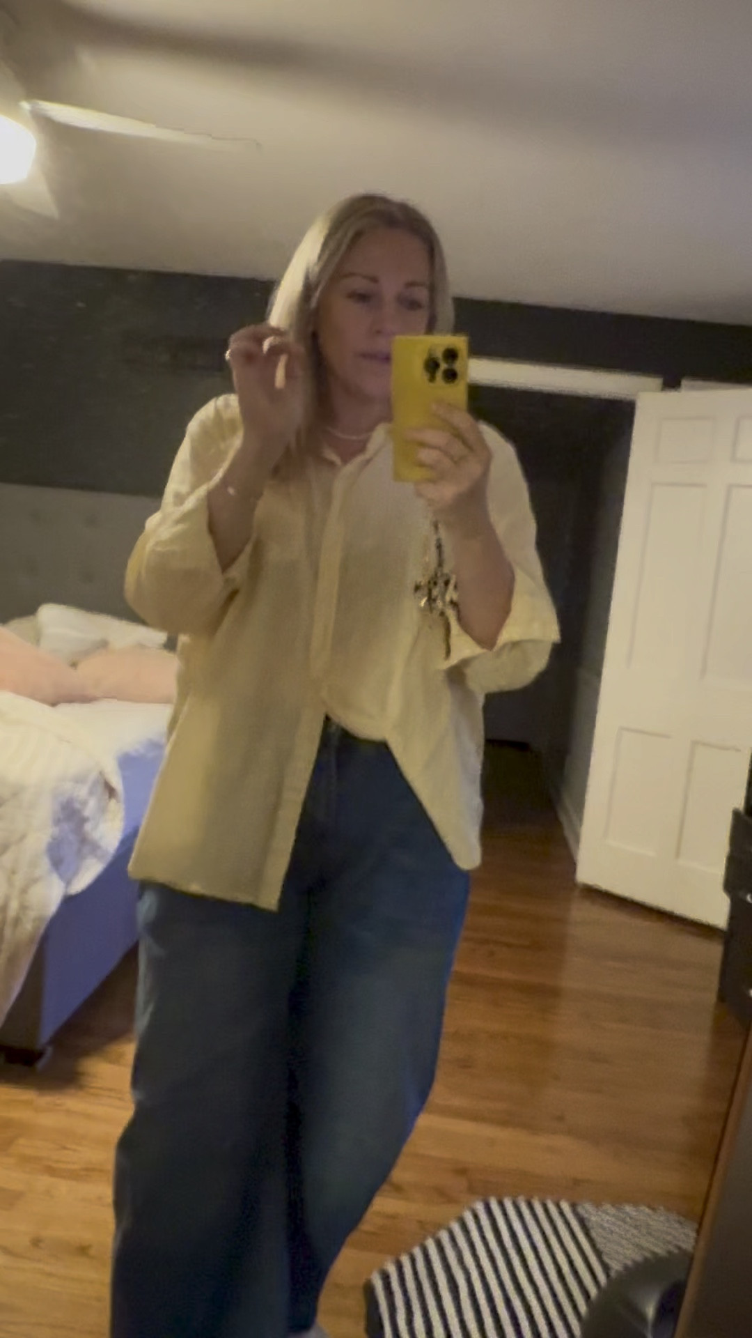Wearing barrel jeans for the first time! 

#LTKMidsize #LTKOver40 #LTKFindsUnder50