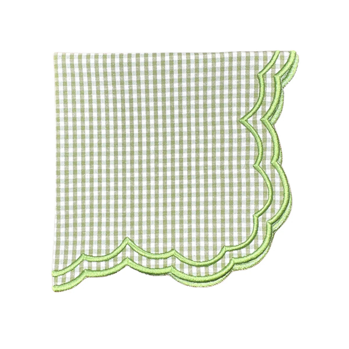 Bettina-Gingham Napkin in Green, Set of 4 | Over The Moon