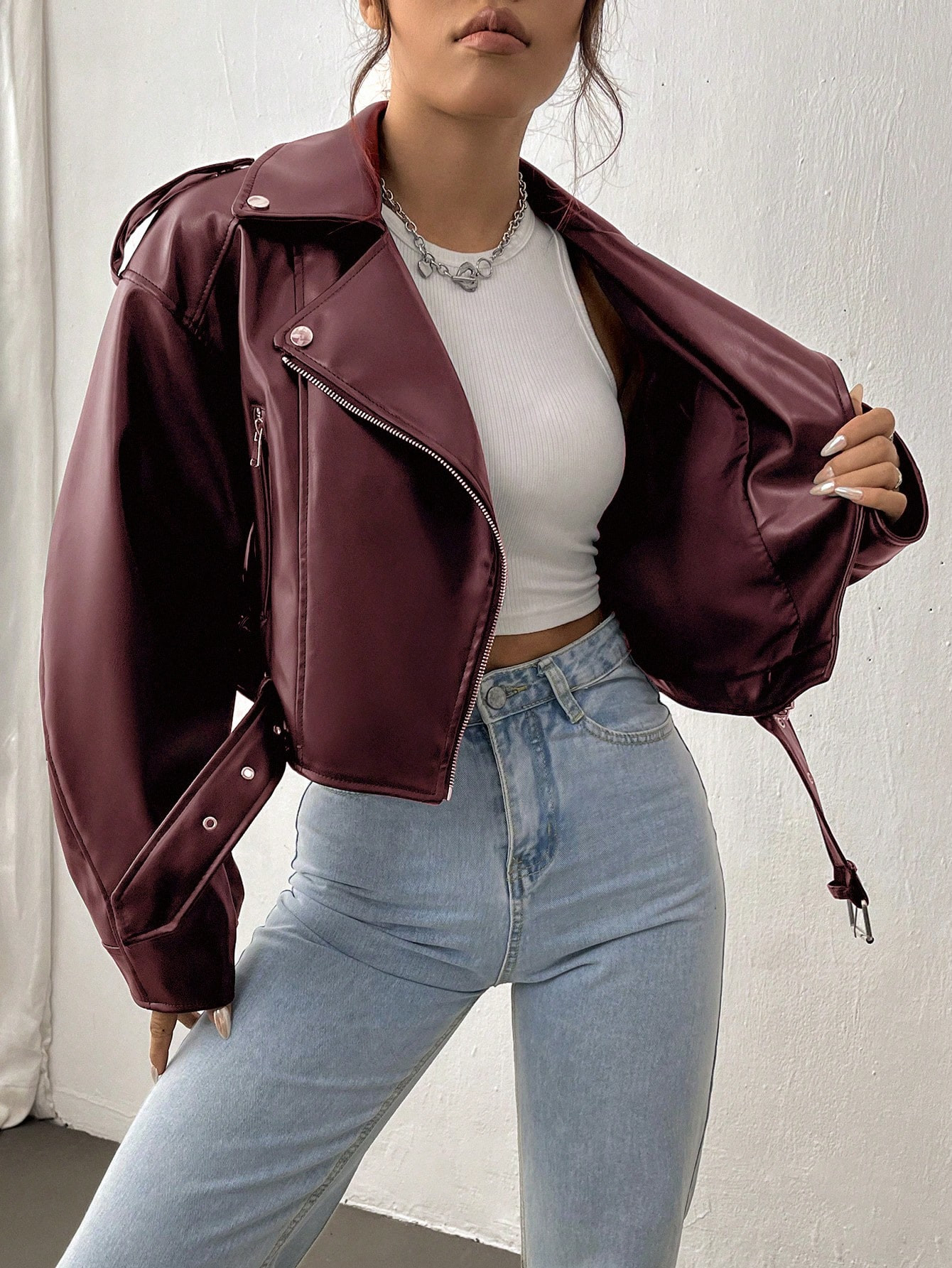 SHEIN MOOSTA Women's Solid Color Minimalist Casual Long Sleeve Jacket | SHEIN