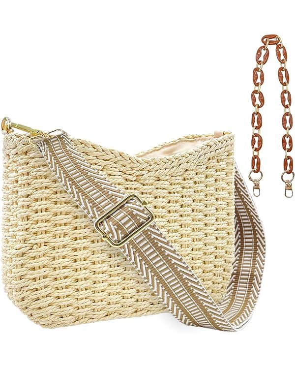 Beurlike Straw Handbags Crossbody Pocketbook Bag for women Woven Shoulder Purse Beach Bags Summer... | Amazon (US)