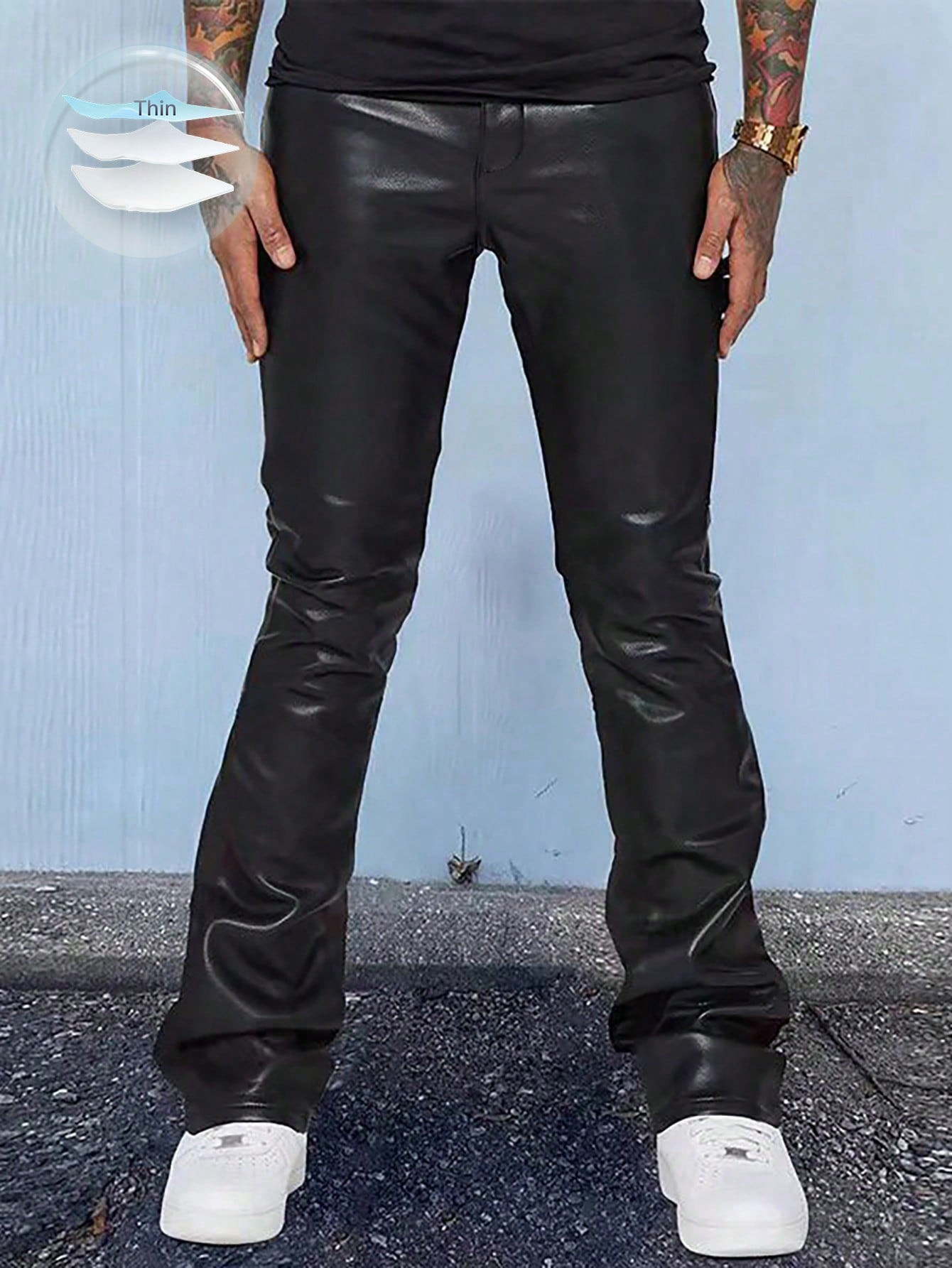 Manfinity EMRG Men's Fashionable Skinny Pu Leather Pants | SHEIN