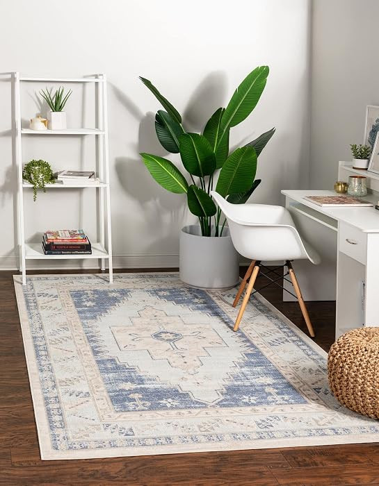 Unique Loom Whitney Collection Area Rug - Geneva (7' 10" x 10' Rectangle, Sky blue/ Ivory) | Amazon (US)