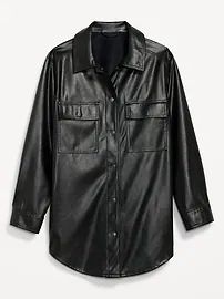 Faux-Leather Shacket for Women | Old Navy (US)