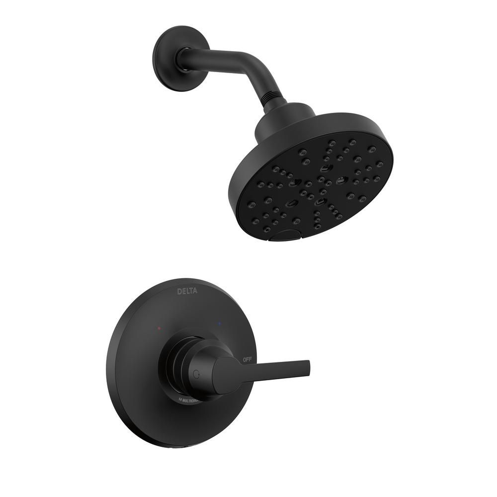 Delta Galeon 1-Handle Wall-Mount Shower Trim Kit in Matte Black with H2Okinetic (Valve Not Included) | The Home Depot