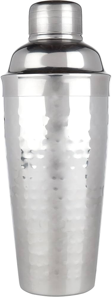 Viski Admiral Hammered Metal Cocktail Shaker, 24 oz Stainless Steel Cobbler Shaker With Strainer | Amazon (US)
