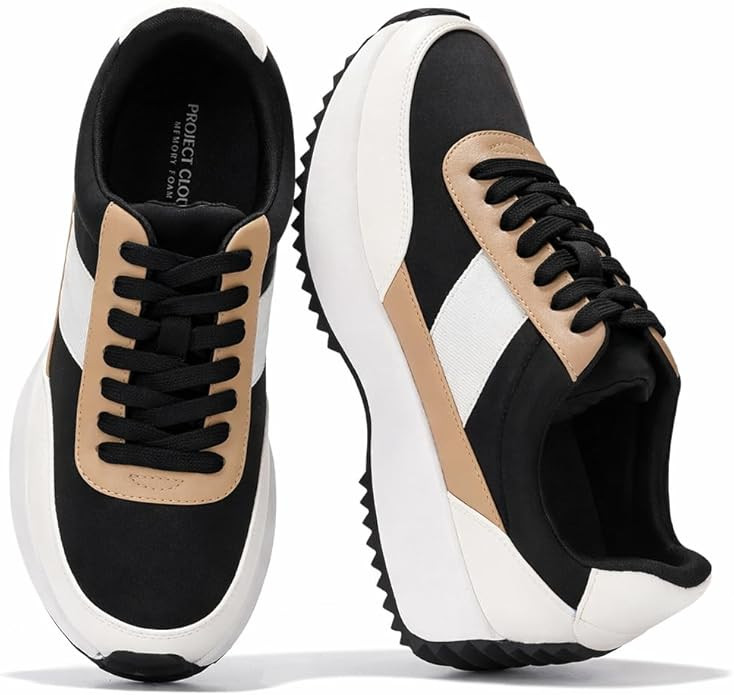 Project Cloud Womens Sneakers - Memory Foam Insole and Lightweight Spring Shoes - Non-Slip Lace U... | Amazon (US)