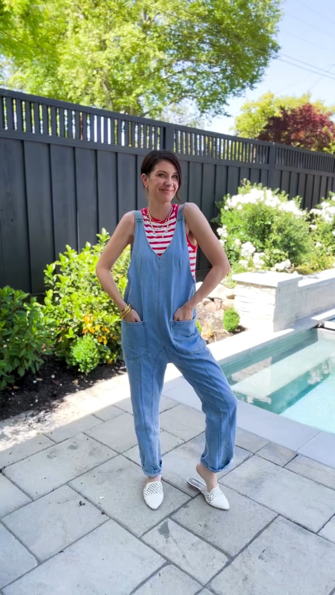 Tank is TTS and full length (not cropped). There are soooo many color variations - both stripes and solid. Wearing a small in the overalls/jumpsuit. The Amazon version is sooo similar to the free people  


That Friday feeling!💃 If you’d like to know what I’m wearing, you can shop in my bio or just c0mment FRIDAY and I’ll send it over for you. 

💫 As most of you know, I have been trying to get some more color into my wardrobe. I have been loving red lately. This striped tank would also be perfect for the memorial Day and Fourth of July holidays coming up. Full transparency, I did also grab it in the black-and-white stripes. 😬😂

🌟 I have been wearing this overall set since last year on repeat. It is perfect for tall girls and short girls alike because it has fully adjustable straps.

🌟 Lastly, can we talk about this necklace stack? You will probably see me wearing this over and over because I’m slightly obsessed with the way they all look together. Shells and beachy vibes are my new obsession.

#shellnecklace #pearlandshellnecklace #pearlnecklaces #denimoveralls #memorialdayoutfit #fourthofjulyoutfit #weekendvibes

#LTKFindsUnder50 #LTKStyleTip #LTKSeasonal