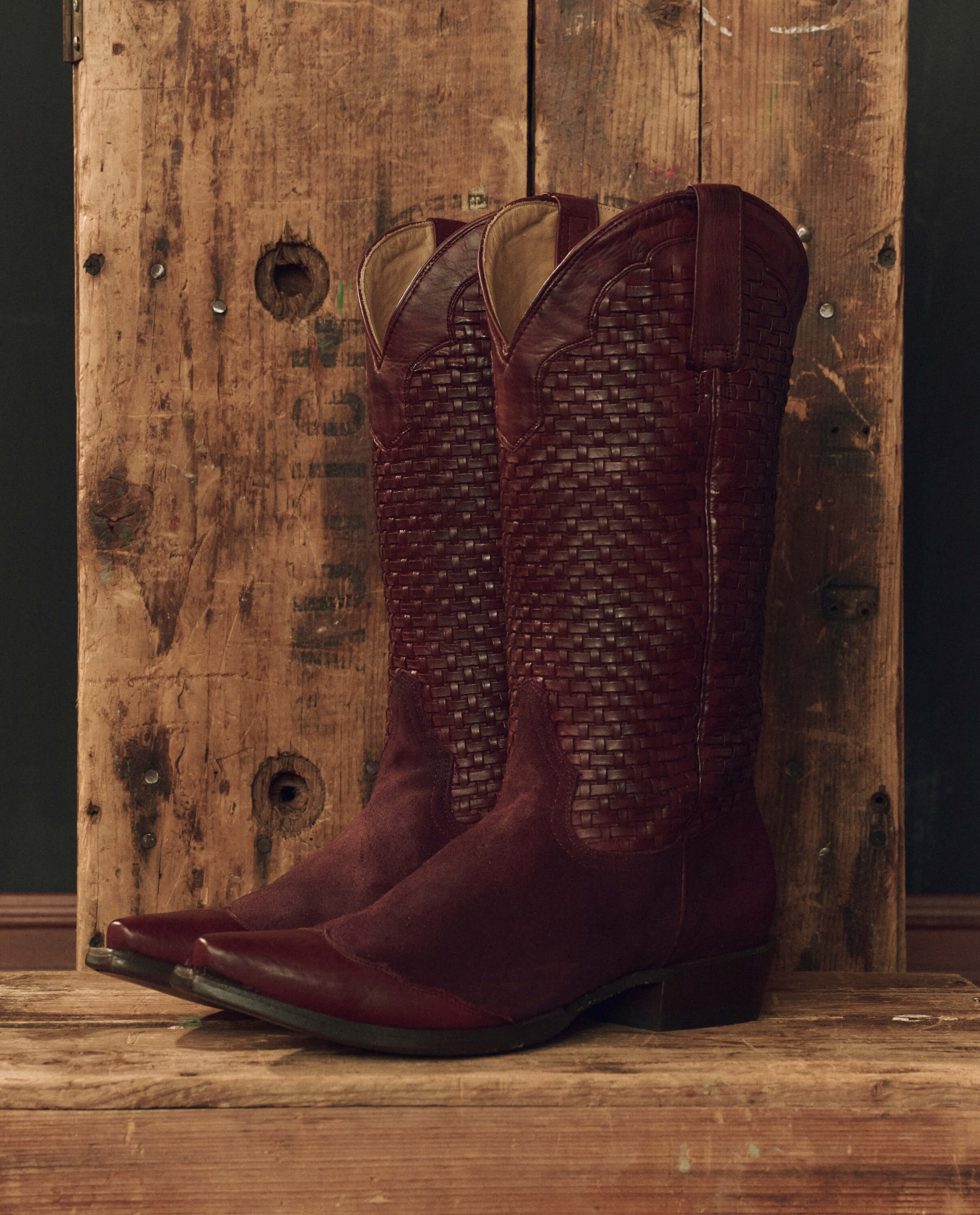 Stetson & THE GREAT. The Basket Weave Cowboy Boot. -- Oxblood | THE GREAT.