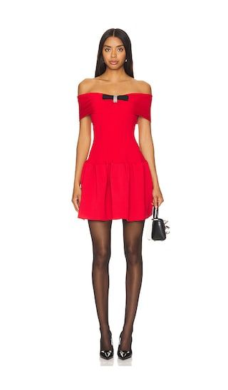 Knit Bow Mini Dress in Red | Revolve Clothing (Global)