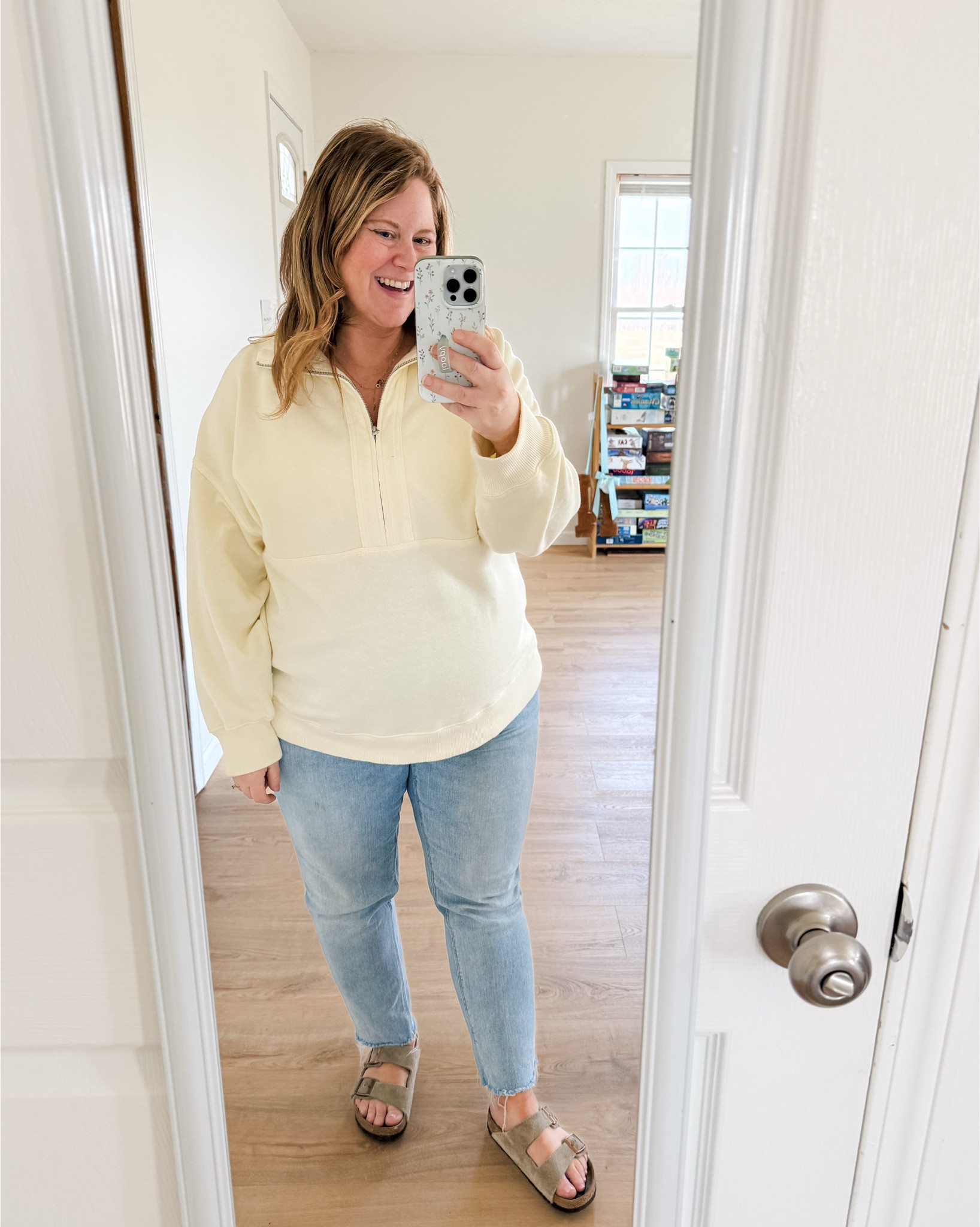 Wearing a large in my Aerie quarter zip. My maternity jeans are older so I linked similar.  My white pleated skirt is also older so linked a bunch of similar ones.  My Adidas sneakers run a little big / size down a 1/2 size   

#LTKMidsize #LTKBump #LTKSaleAlert