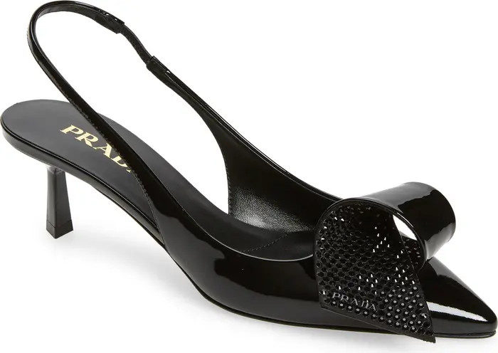 Prada Crystal Holiday Kitten Heel Slingback Pump (Women) | Nordstrom | Nordstrom