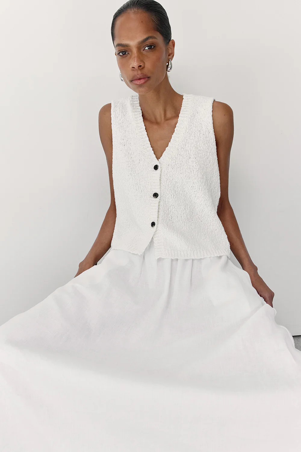 MARLOWE OFF WHITE BOUCLE VEST | DISSH