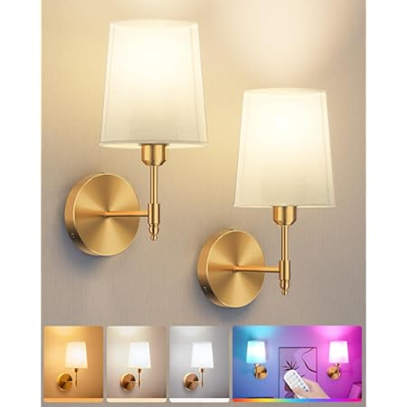 Battery Operated Wall Sconce Set Of Two with Remote Control, Indoor Not Hardwired Dimmable Batter... | Amazon (US)