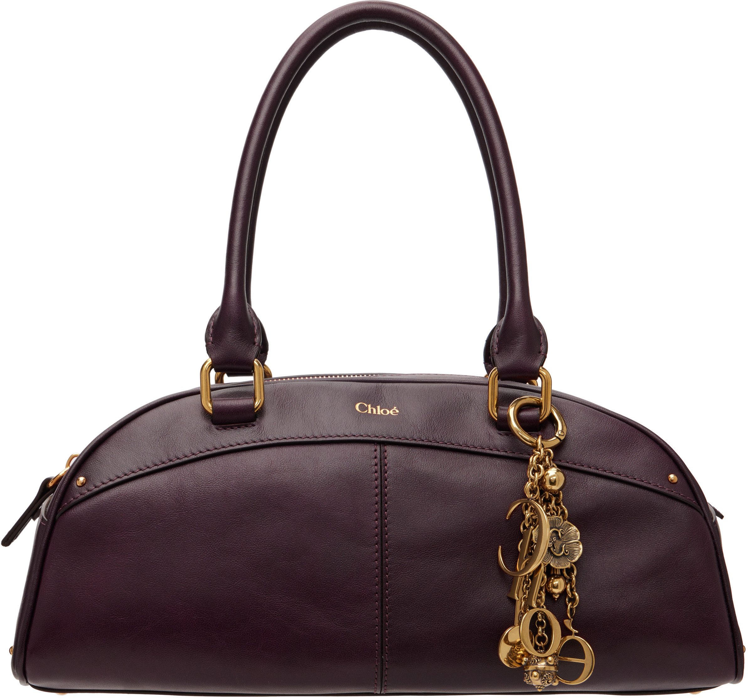 Chloé Burgundy Soft Leather Chloé Bowling Bag | SSENSE