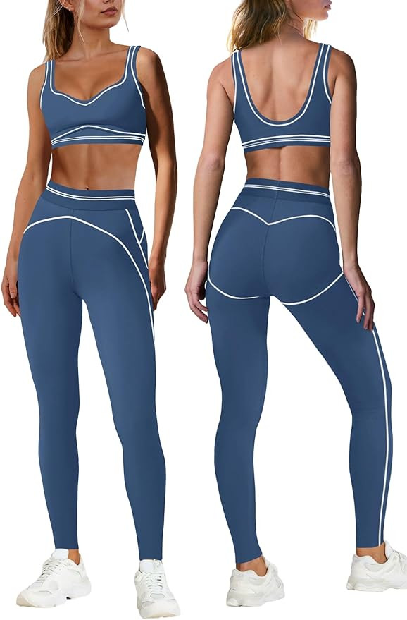 Nirovien Womens 2 Piece Workout Sets Athletic Yoga Sets Pilates Gym Outfits Butt Lifting Leggings... | Amazon (US)