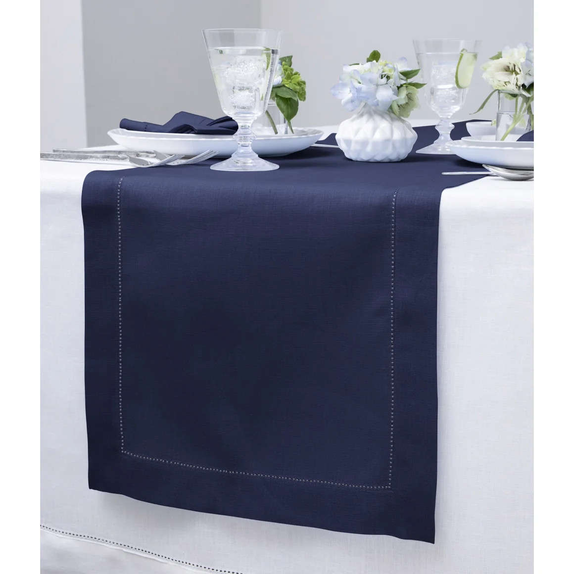 Classic Hemstitch Small Table Runner | 100% Pure Natural Linen Runner | Solino Home