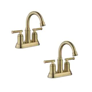 Glacier Bay Oswell 4 in. Centerset Double-Handle High-Arc Bathroom Faucet in Matte Gold (2-Pack) ... | The Home Depot