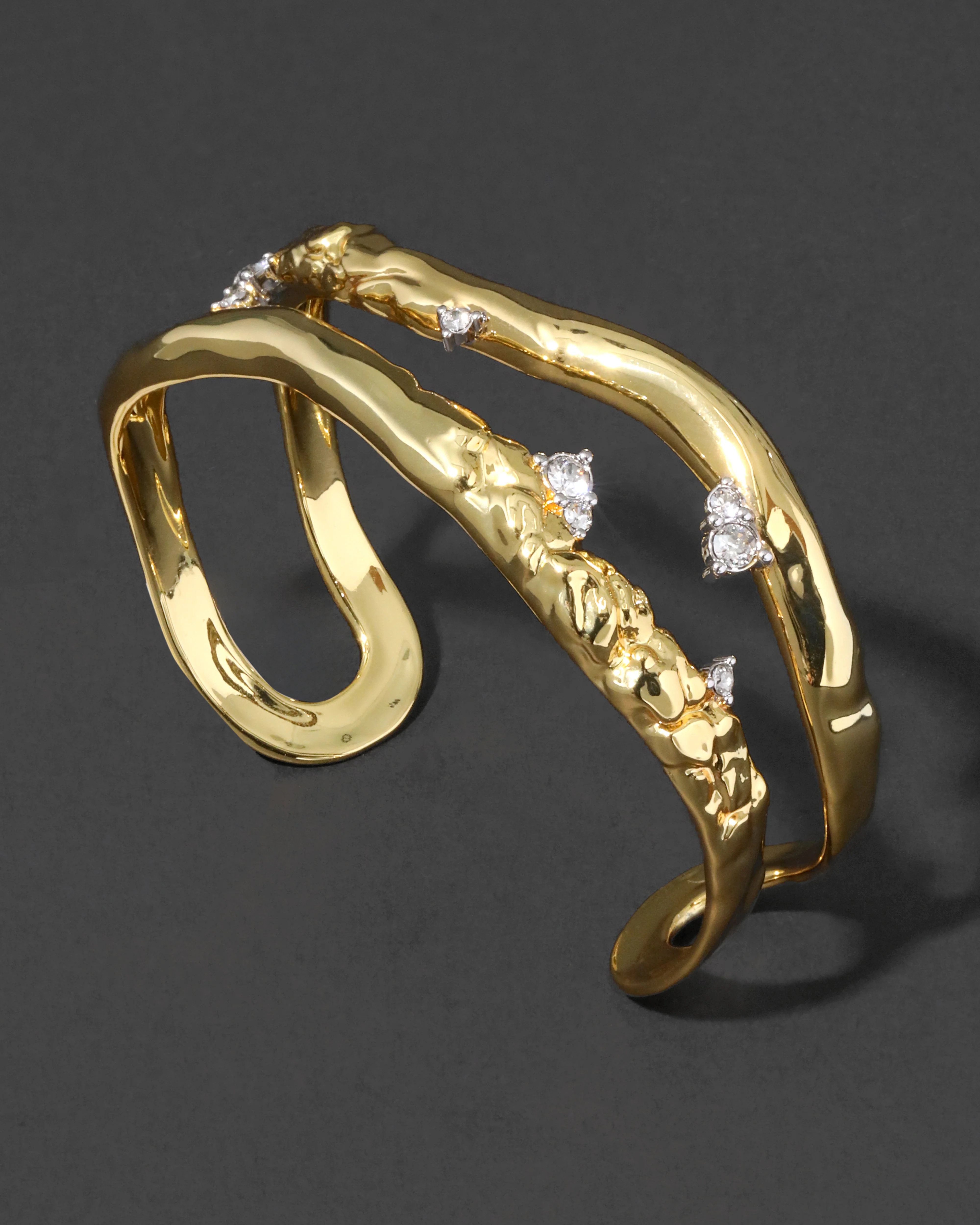 Brut Gold Crystal Thorned Open Cuff Bracelet | Gold Cuff Bracelet | Alexis Bittar