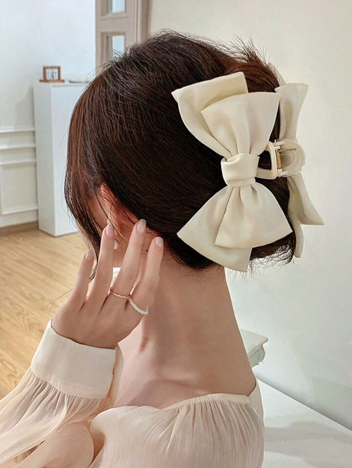 1pc White Bow Hair Clip With  Material, Sweet Hair Accessory For Girls Cute | SHEIN
