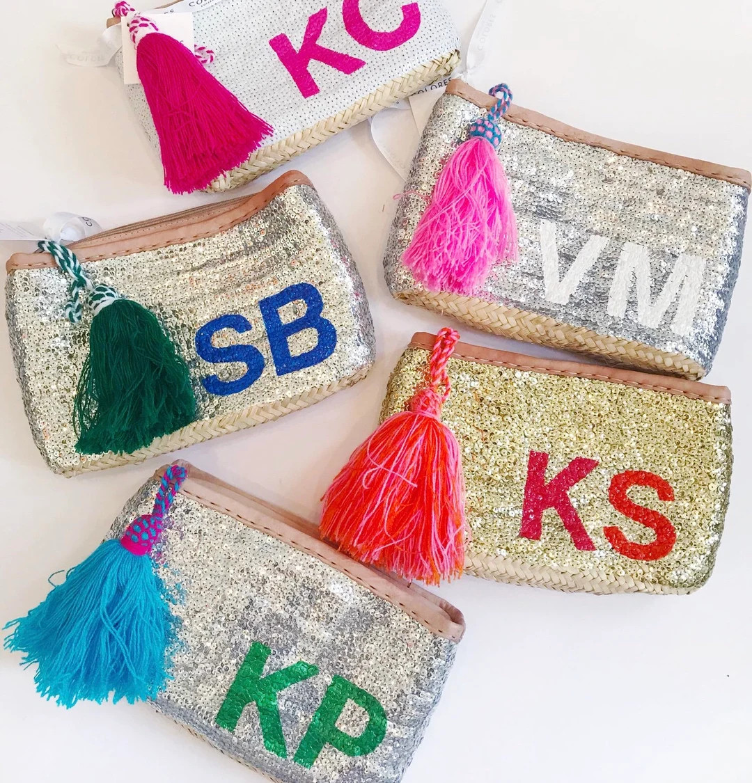 Personalized Straw Clutches Hand Sewn Sequins Initials Express Shipping | Straw Clutch Sequins | ... | Etsy (US)