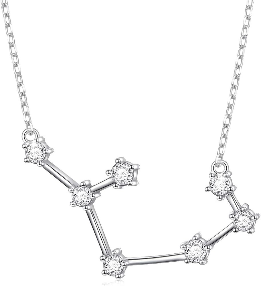 925 Sterling Silver CZ Astrology 12 Constellation Horoscope Sign Astrology Zodiac Star Necklace B... | Amazon (US)