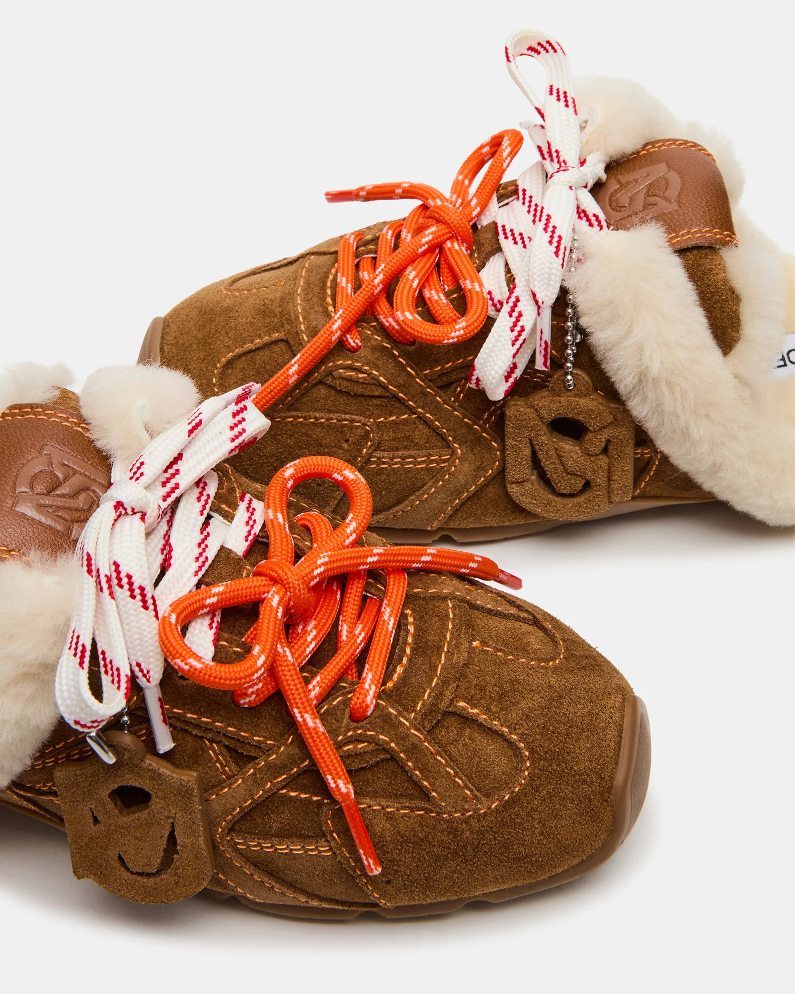 AZIEL MULE Faux Fur Chestnut Suede Low-Top Lace-Up Slip-On Women's Sneaker | Steve Madden (US)