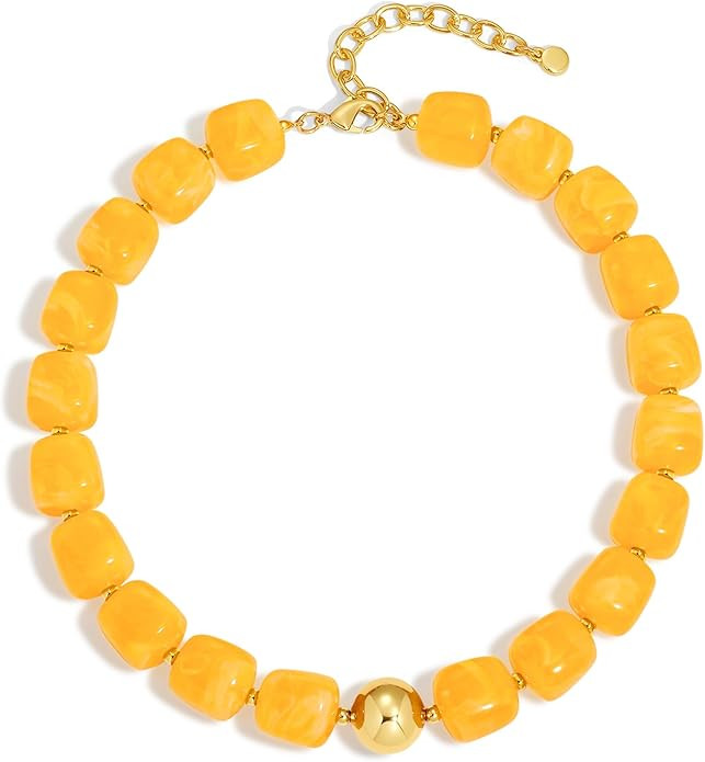 WOWORAMA Colorful Chunky Necklaces for Women Trendy Multicolor Large Square Resin Beads Necklace ... | Amazon (US)