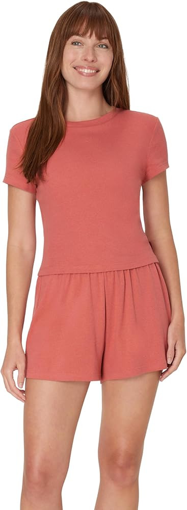 Hanes womens Originals 2-piece Lounge Set, Supersoft Cropped Baby Doll Tee & Sleep Shorts Loungew... | Amazon (US)