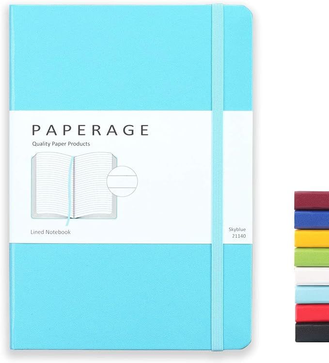 Paperage Lined Journal Notebook, Hard Cover, Medium 5.7 x 8 inches, 100 gsm Thick Paper (Blue, Ru... | Amazon (US)