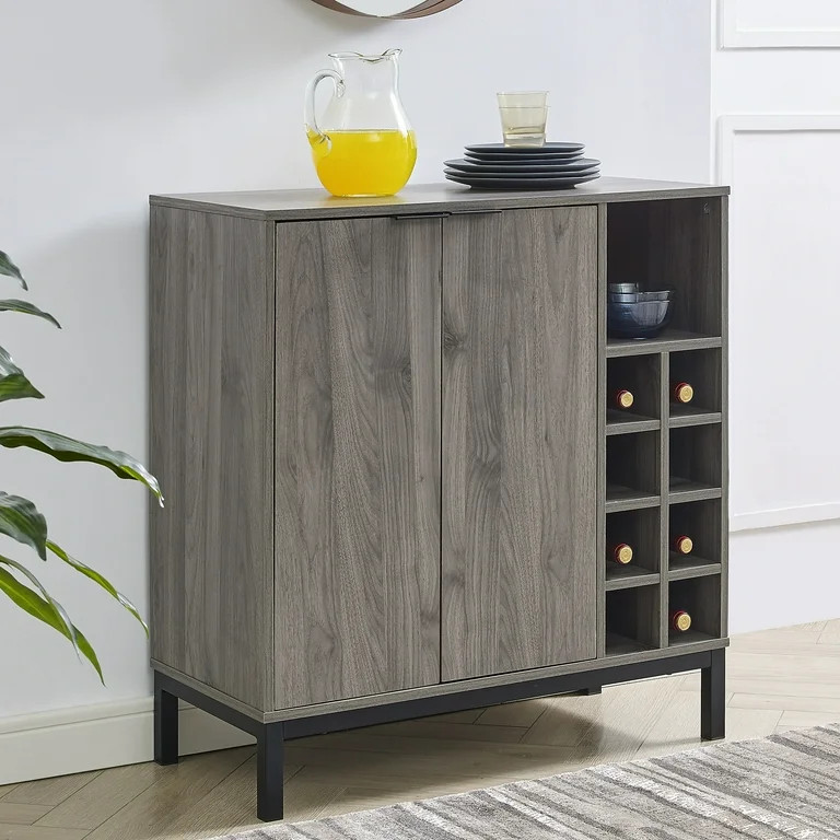 Manor Park Modern Bar Cabinet with Wine Storage, Slate Grey | Walmart (US)