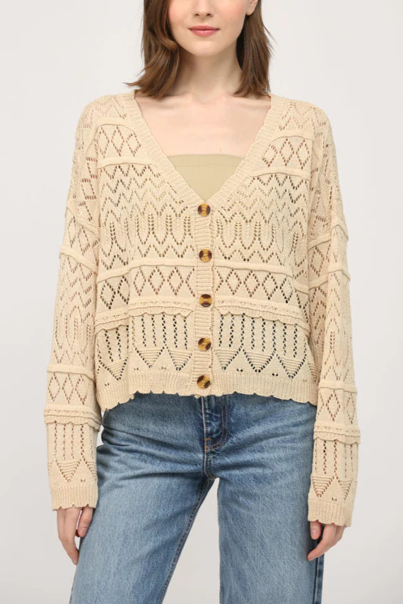 Twyla Button Down Crochet Knit Cardigan | MTT Collective