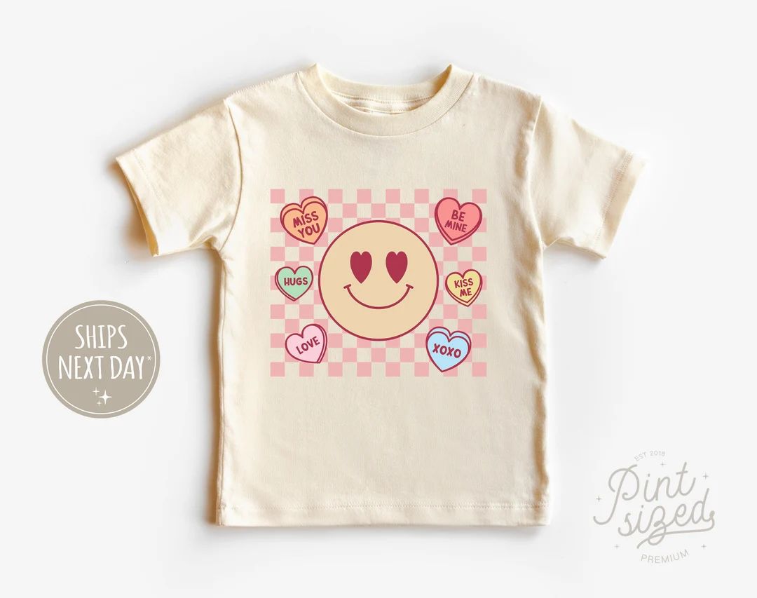 Candy Hearts Kids Shirt  Retro Valentines Day Toddler Tee  - Etsy | Etsy (US)