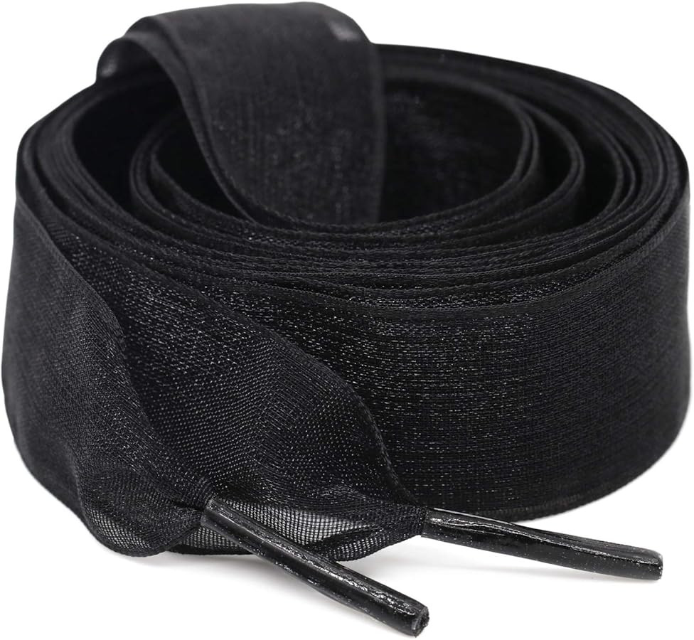 Satin Ribbon Shoe Laces: 2cm Flat Snow Yarn Shoelaces for Women - 2Pair | Amazon (US)