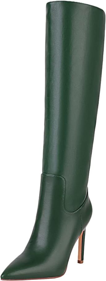 sun gurg Women's Knee High Boots Stiletto High Heels Sexy Zipper Knee Boots | Amazon (US)