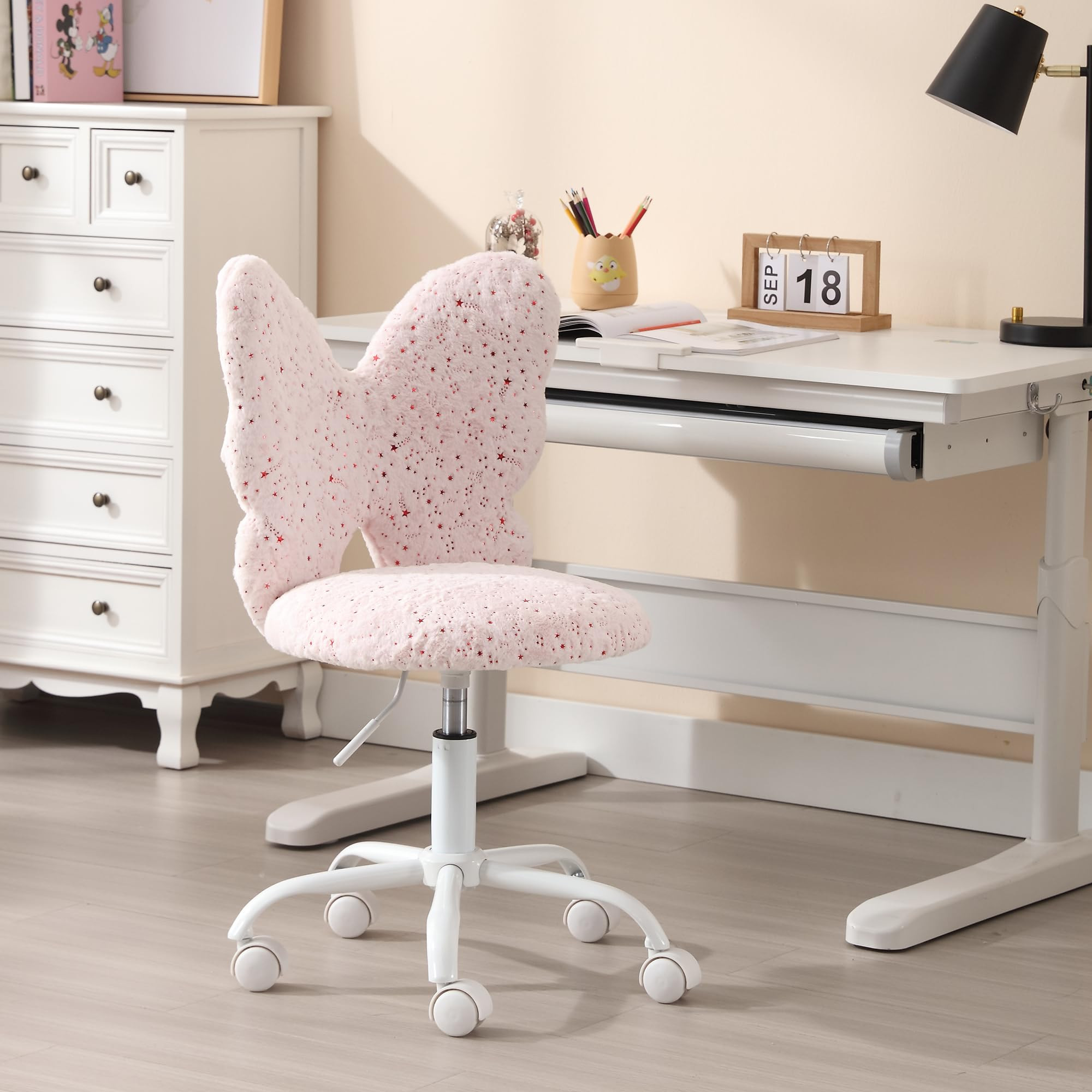 chairus Kids Desk Chair Butterfly Faux Fur Study Chair for Teenage Girls Adjustable Kids Vanity C... | Amazon (US)