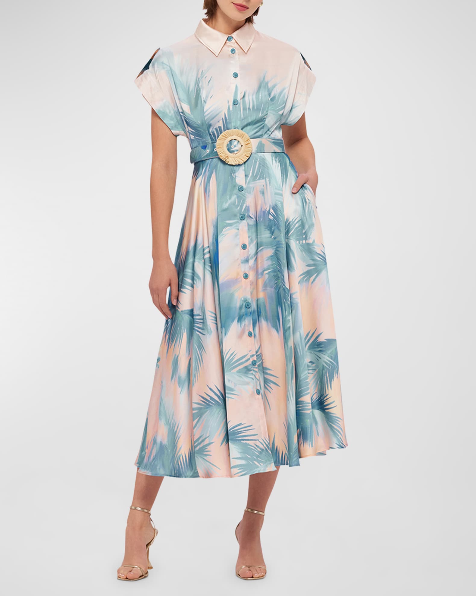 Anita Pocket Belted Midi Shirt Dress | Neiman Marcus