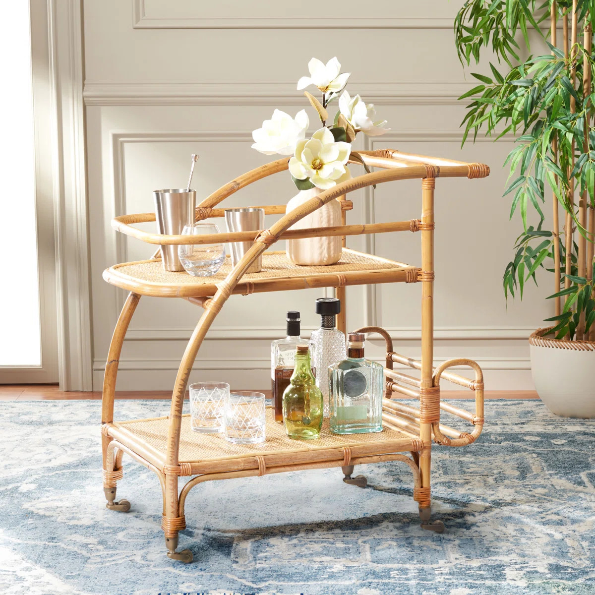 Buxton Rattan Bar Cart | Wayfair North America