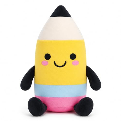 Classroom Stationery Plush Cute Composition Note Pencil Crayon Plush Toys Classroom Decor Book Character Stuffed Animal for Reading Room Decor Teacher Gift(Pencil,Yellow and Black) | Amazon (US)