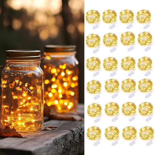24 Pack Fairy Lights Battery Operated String Lights-3.3ft 20 LED Silver Wire Warm White for Weddi... | Amazon (US)