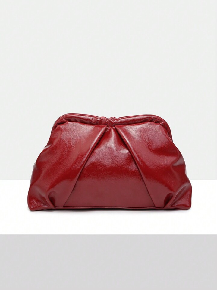 1pc Women's Retro Simple Old Coin Style Solid Metallic Cracked Texture Cloud Fold Over Clutch,Lar... | SHEIN