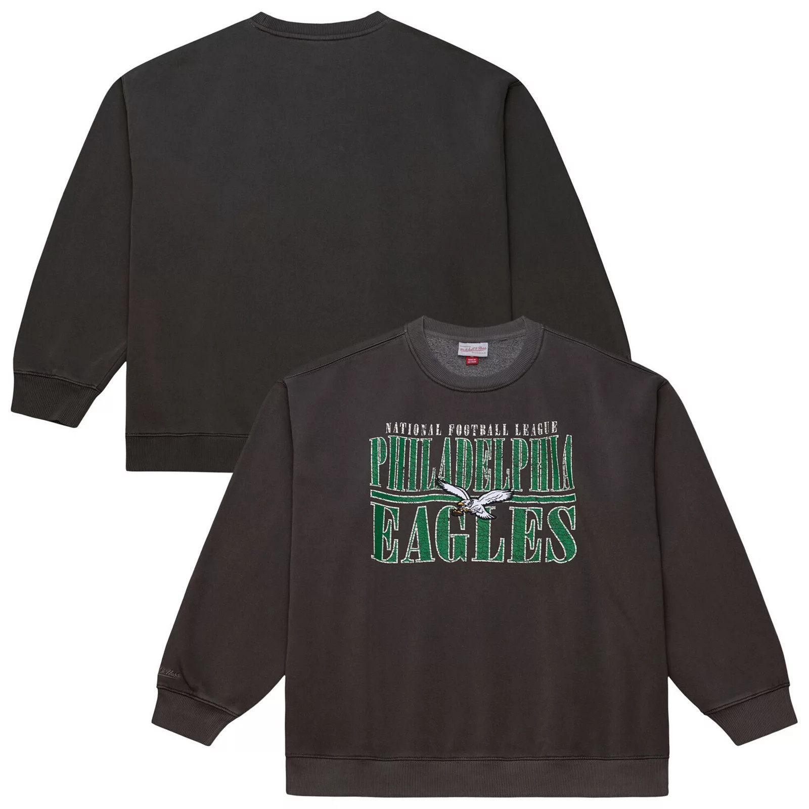 Men's Mitchell & Ness Black Philadelphia Eagles Downtown Crew Vintage Logo Sweatshirt, Size: XL | Kohl's