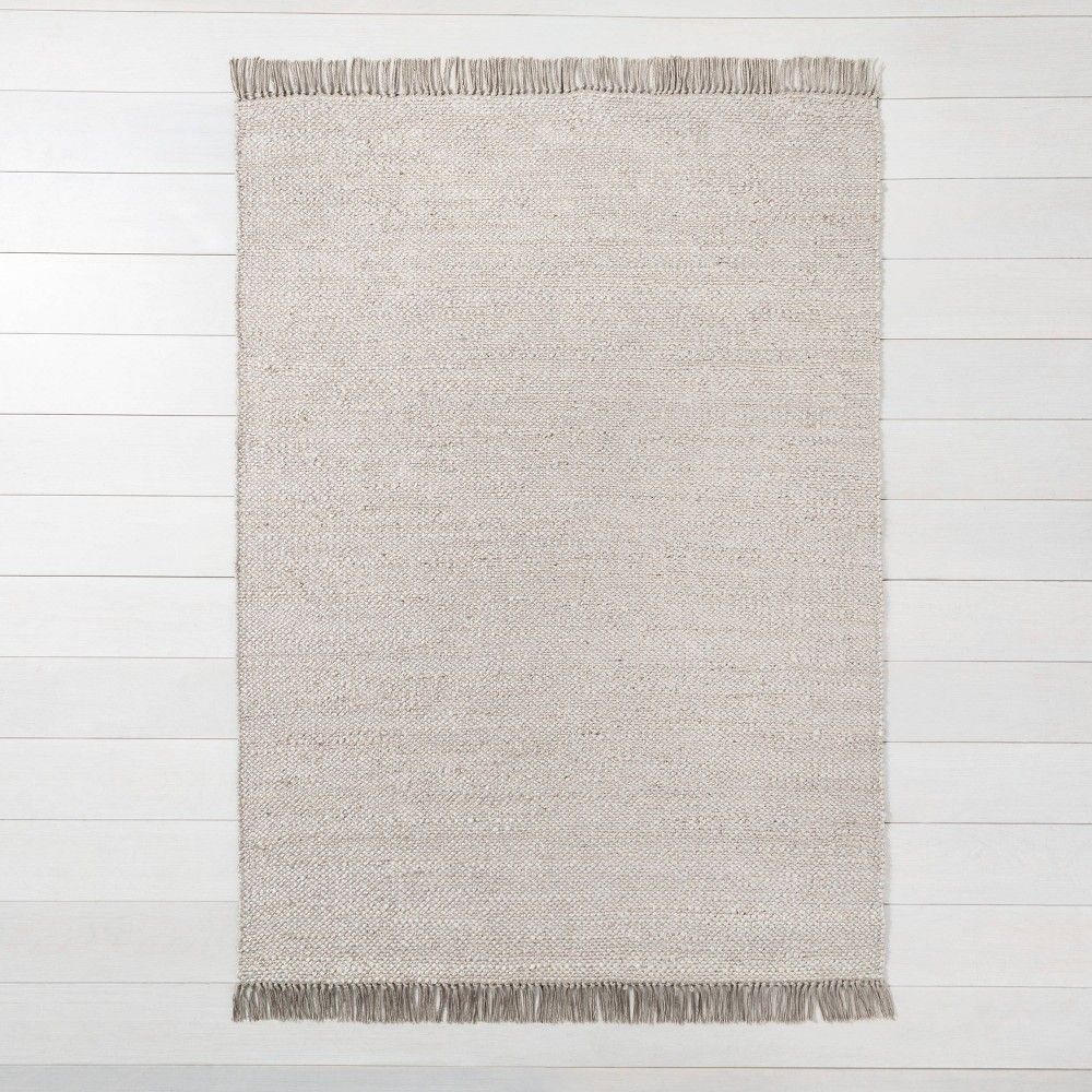 7' x 10' Bleached Jute Fringe Area Rug Gray - Hearth & Hand with Magnolia | Target