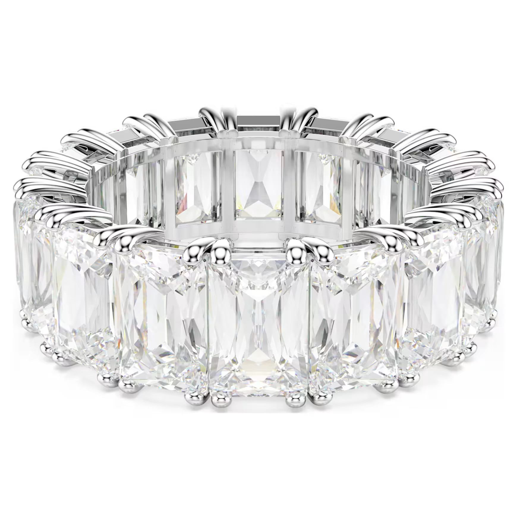 Matrix Vittore ring, Baguette cut, White, Rhodium plated by SWAROVSKI | SWAROVSKI