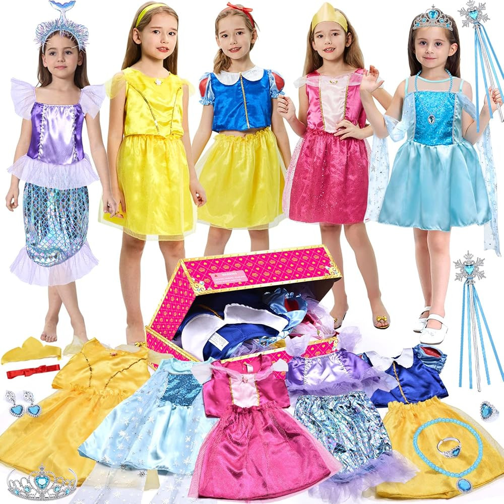 Tacobear Princess Dress Up Clothes for Little Girls Dress Up Trunk Set Elsa Mermaid Snow Princess... | Amazon (US)