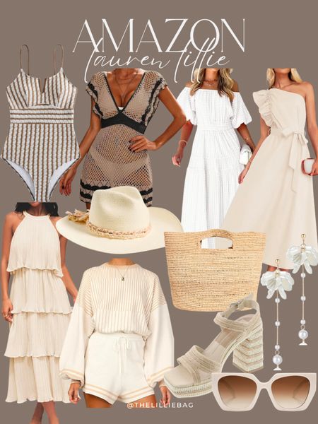 Neutrals and whites AMAZON finds!🤍 

White dress. Graduation dress. Summer dress. Summer outfit. Travel outfit. Swimsuit. Sandals. 

#LTKFindsUnder100 #LTKStyleTip #LTKSaleAlert