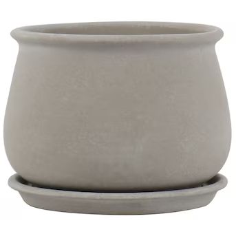 allen + roth 7.99-in W x 6.1-in H Grey Ceramic Indoor Planter | Lowe's