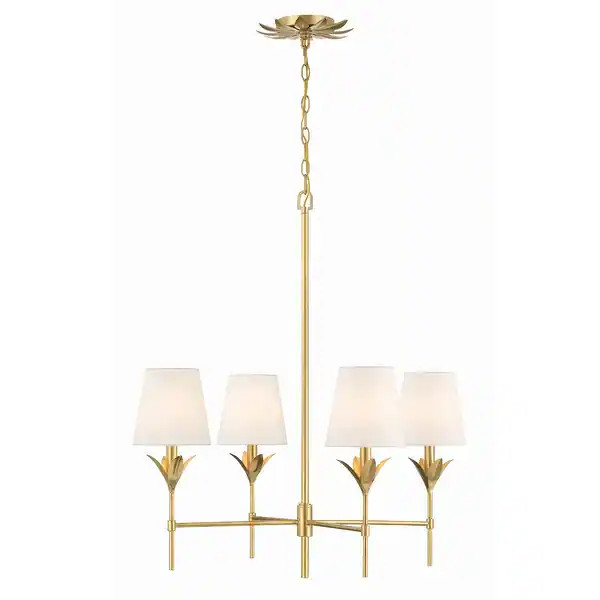 Broche 4 Light Antique Gold Chandelier - 28"W x 28"H x 28"D - Bed Bath & Beyond - 38036703 | Bed Bath & Beyond
